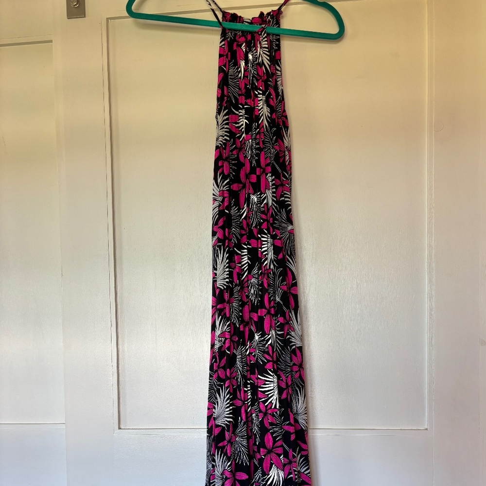 Hula Bay Maxi Dress, Plumeria & Fern print size S